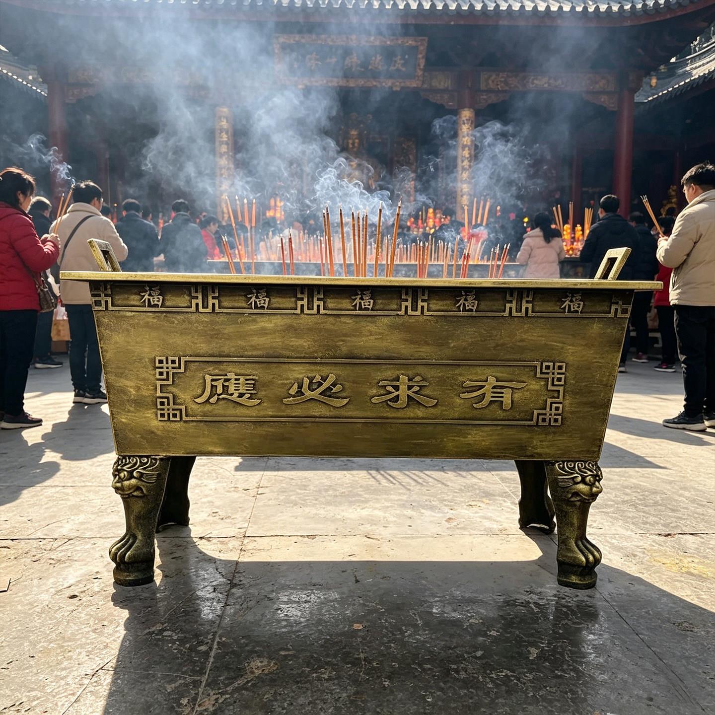 寺庙大型铸铁镀锌板合制大香炉祠堂道观长方形插香室内外家用烧香