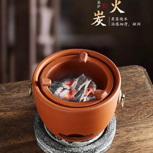 侧把陶壶 棉小城碳电两用红泥茶炉炭炉煮茶壶围炉煮茶器具全套中式