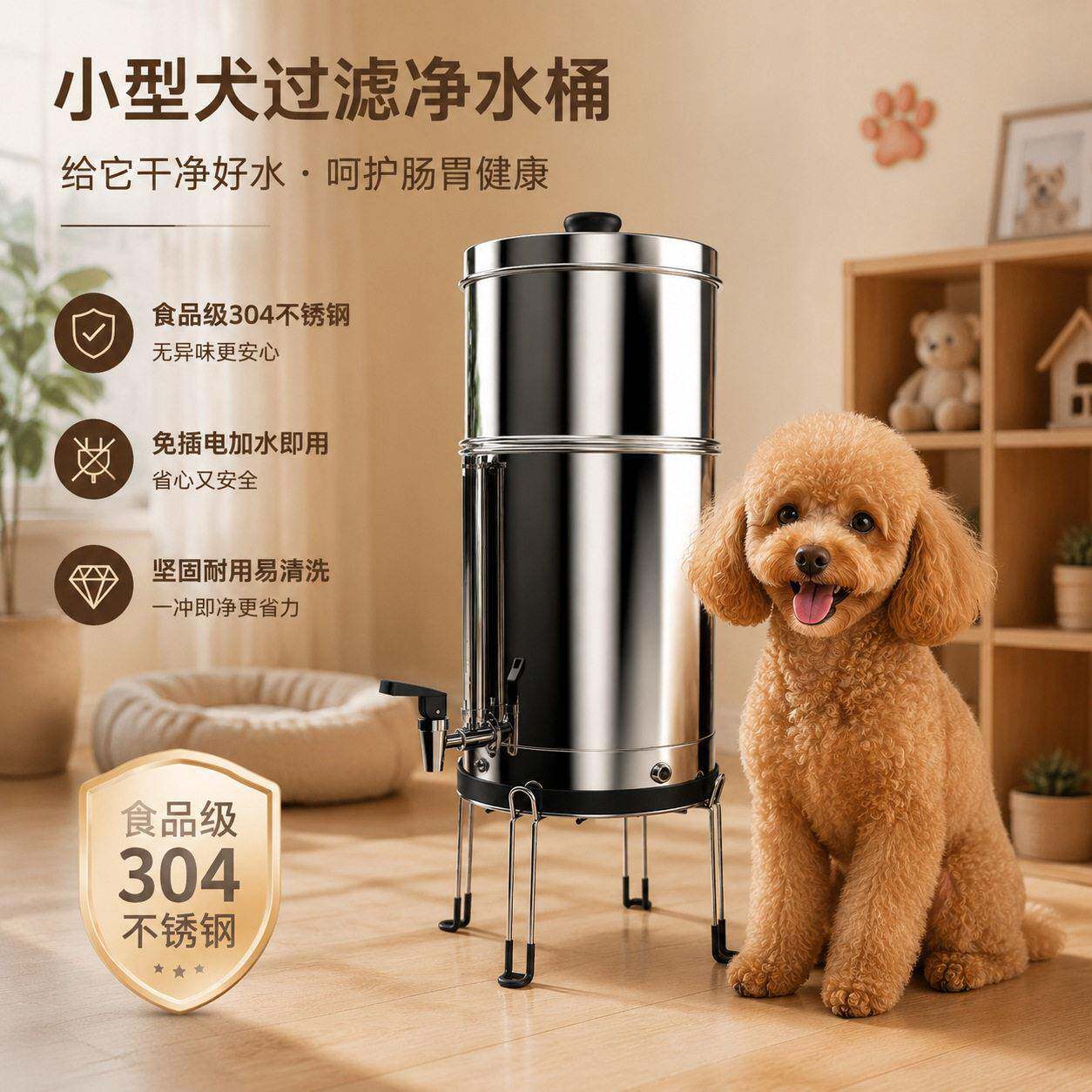 宠物直饮水过滤净水器304不锈钢杀菌除菌饮水器呵护肠胃