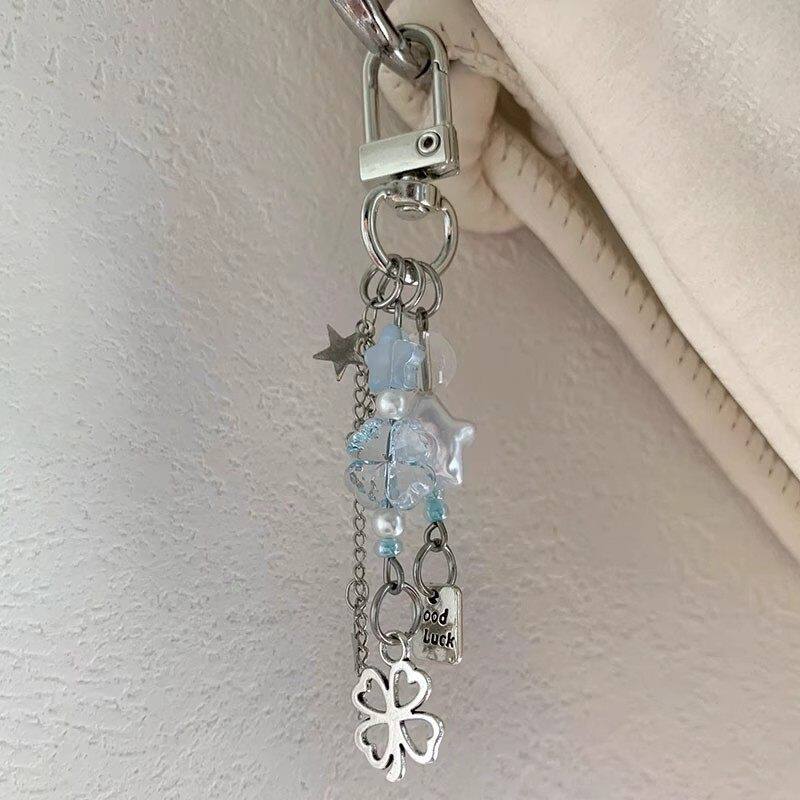积攒幸运蓝色四叶草串珠自制少女心书包手机壳包包挂件挂饰钥匙扣