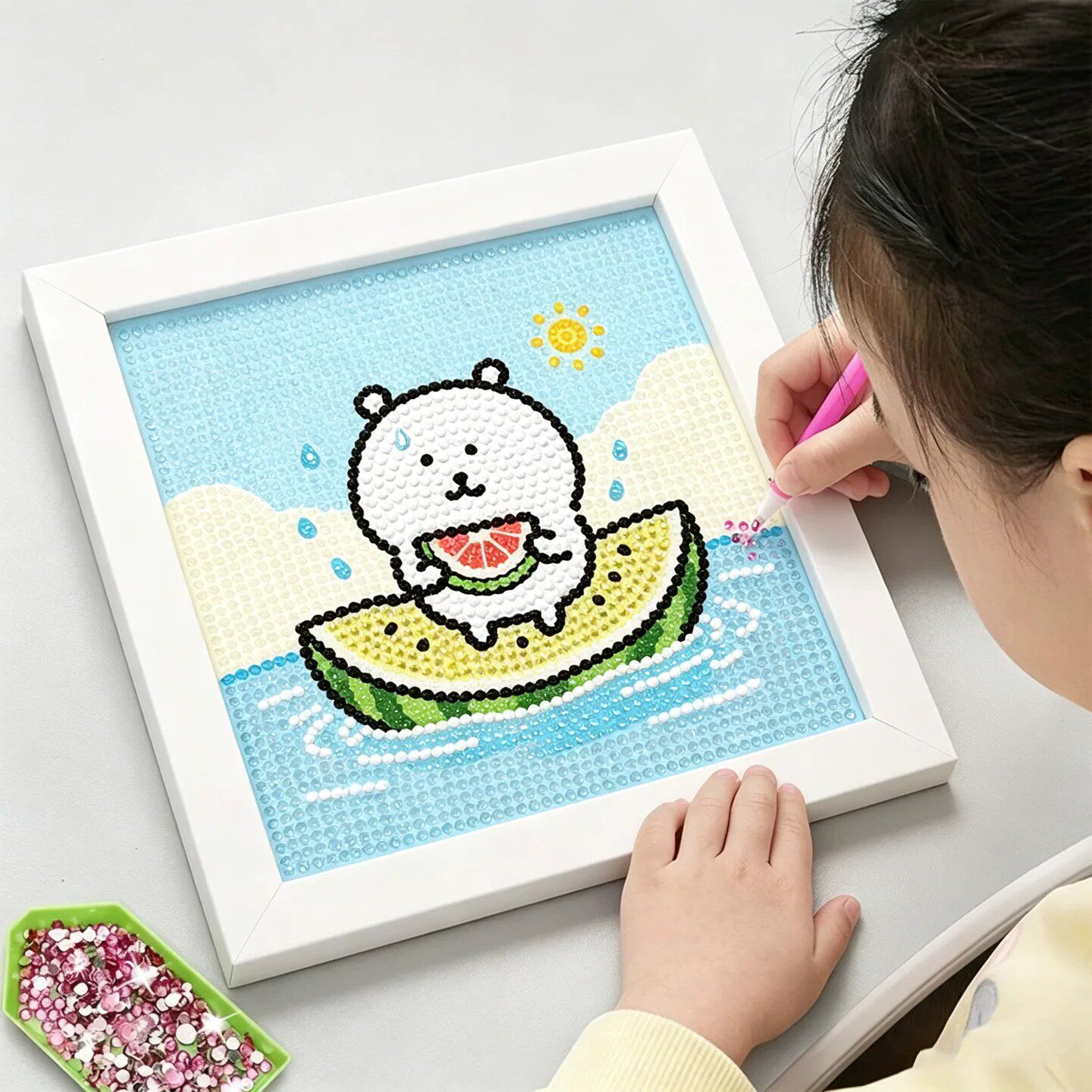 可爱自嘲熊钻石贴画2026年新款手工diy砖石粘贴画男女孩玩具钻画