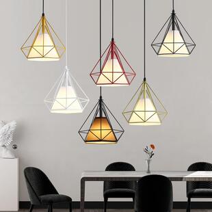 华艺北欧现代简约餐厅三头吊灯创意艺术商用钻石小吊灯工业风LED
