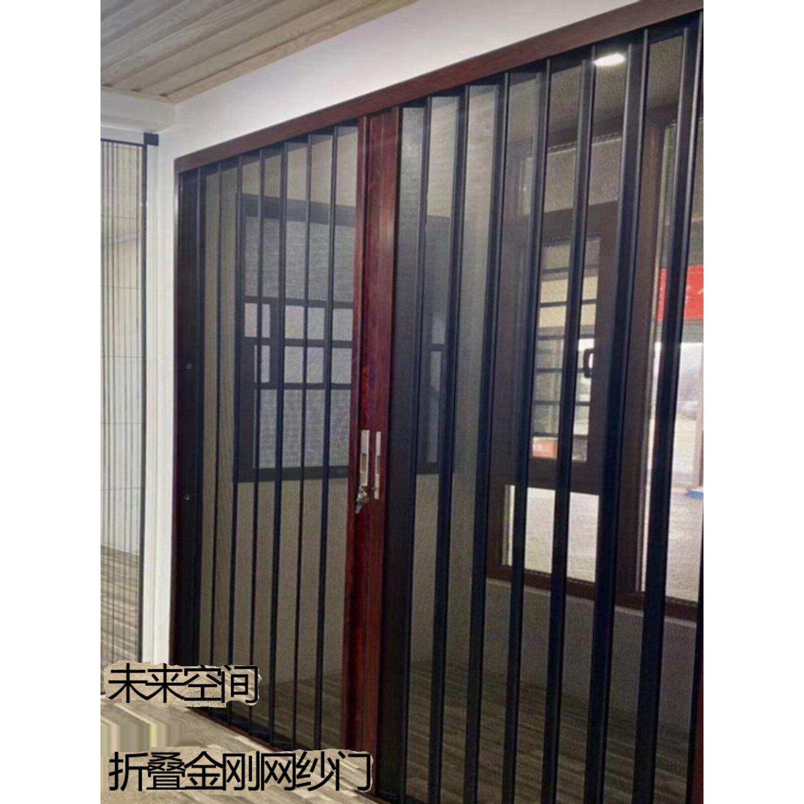 加密不锈钢金刚网纱门带锁防盗推拉式高清高透隐形折叠防蚊门高档