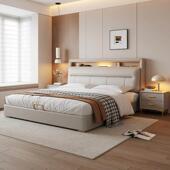 轻奢真皮床2025新款 现代简约主卧1米8双人大床高端大气软包实木床