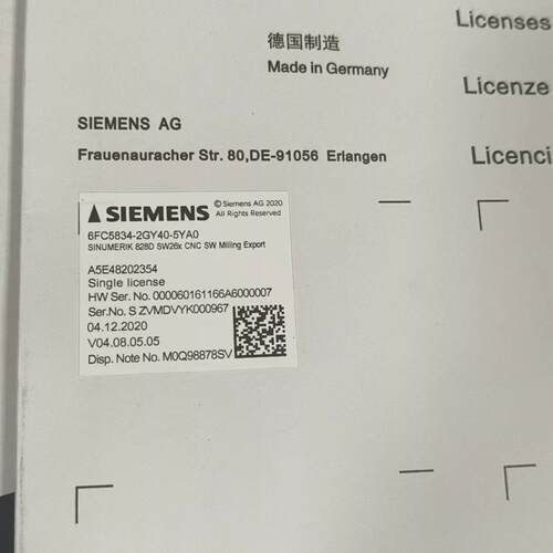 议价6FC5834-2GY40-5YA0 CNC铣削加工软件 工控自动化配件维修