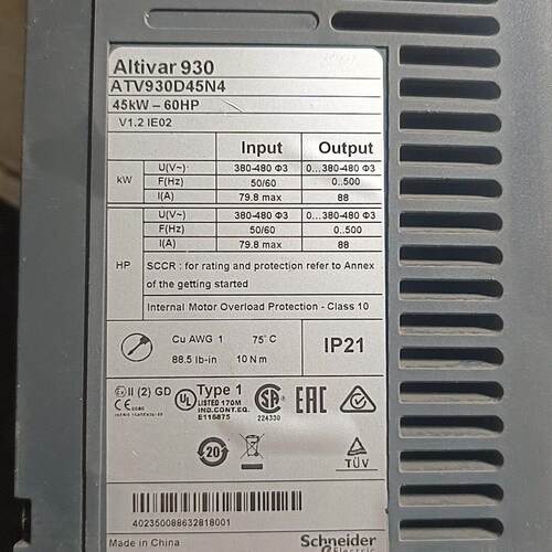 议价ATV930D45N4 变频器 45kW三相调速工控设备维修