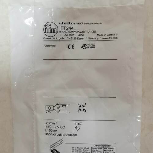 议价IFT244 电感式传感器 IP67防护 短路保护 工业感应元件维修