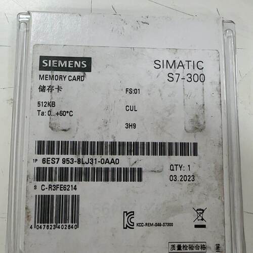 议价6ES7 953-8LJ31-0AA0 工控储存卡 适配S7-300 512KB维修