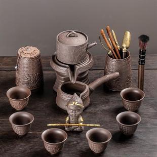 家用简约石磨懒人泡茶器办公室会客功夫茶杯 紫砂自动套装