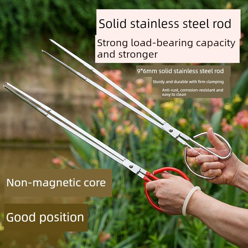 不锈钢黄鳝夹炭夹户外赶海夹子烧烤工具火钳加长加厚碳夹垃圾夹