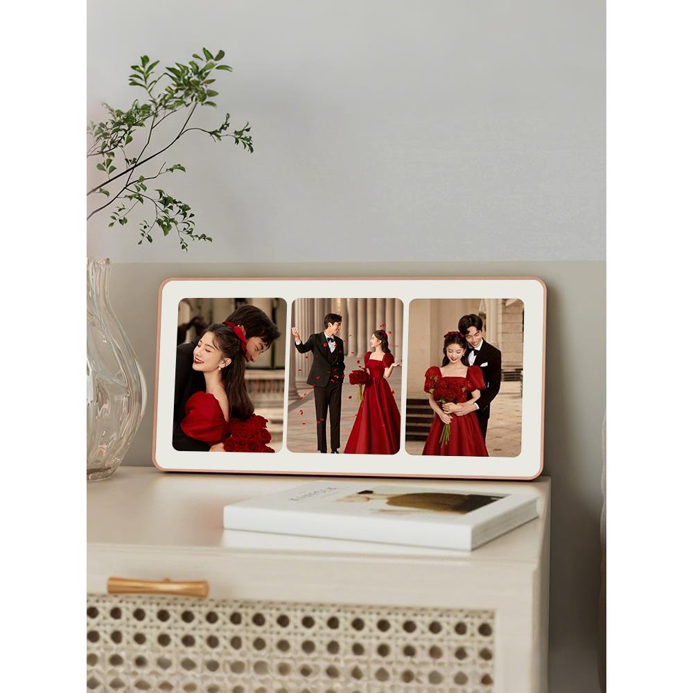 摆台照片定制宫格相框打印婚纱照全家福相片相册水晶摆件高级感