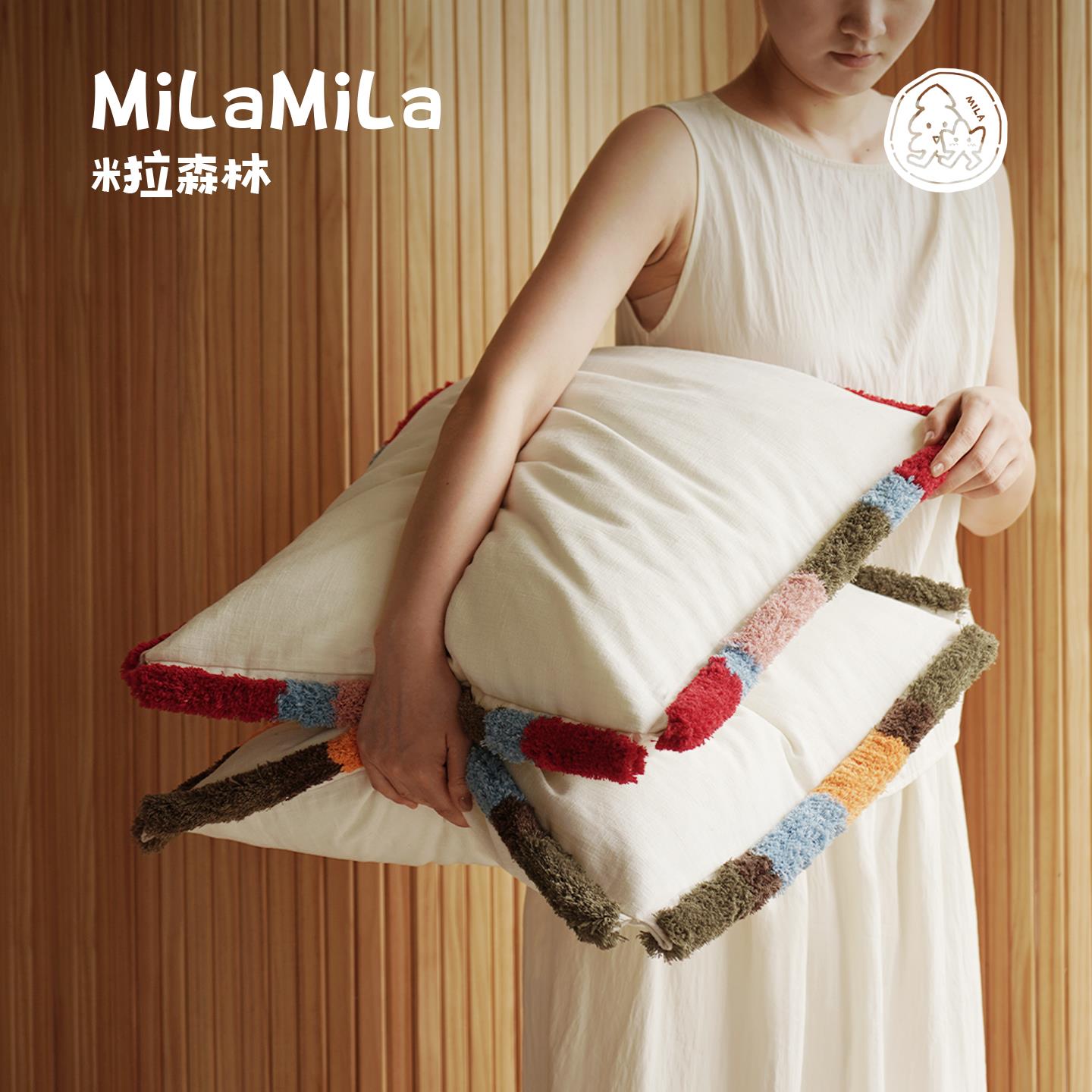MILA米拉棉麻抱枕床头卧室靠枕客厅午睡枕靠垫儿童简约透气百搭