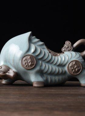 陶瓷牛气冲天摆件创意哥窑个性生肖牛大号招财家居装饰品转运摆设