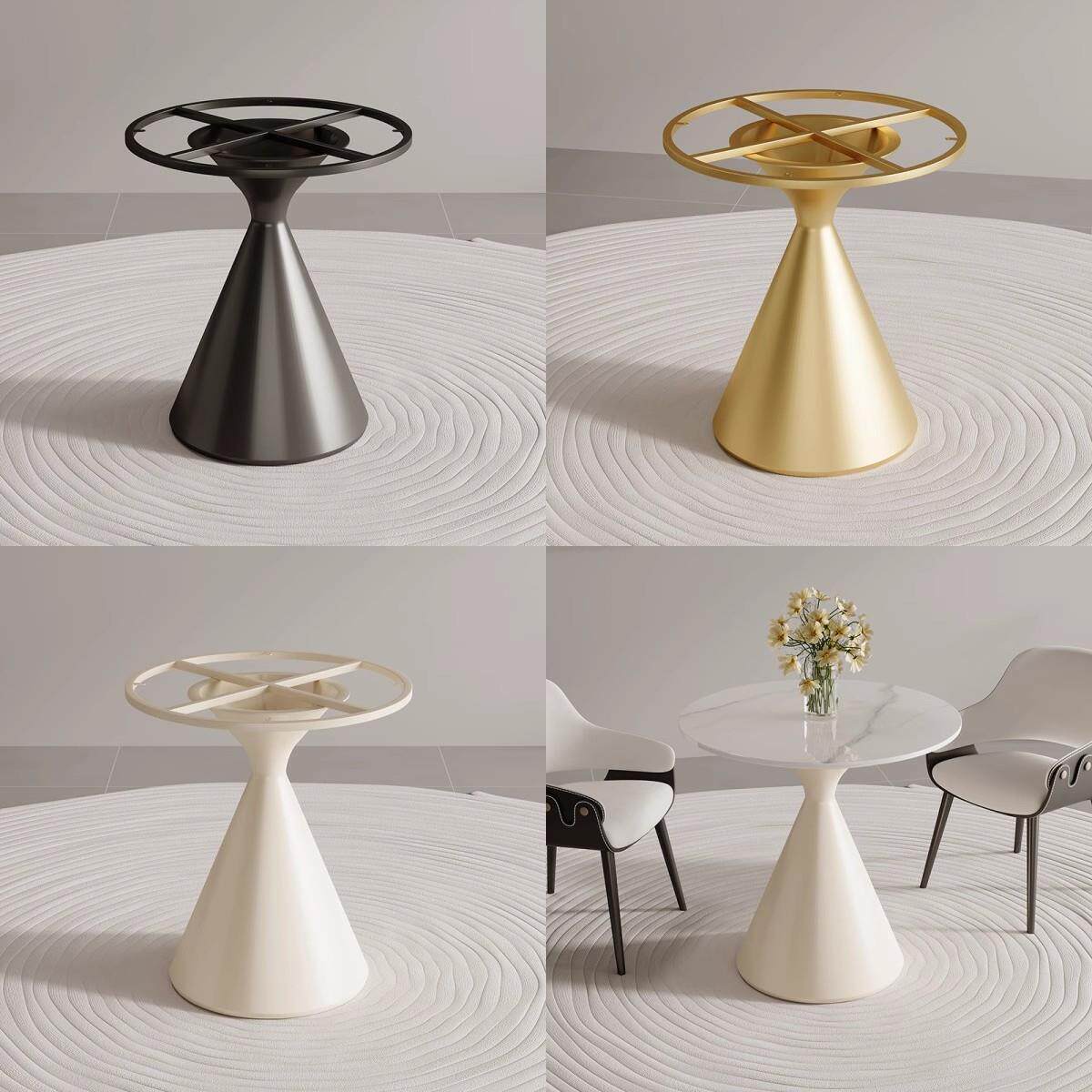 金属大理石支架阳台岩板桌腿茶几边几圆形桌脚餐桌桌架底座可定制