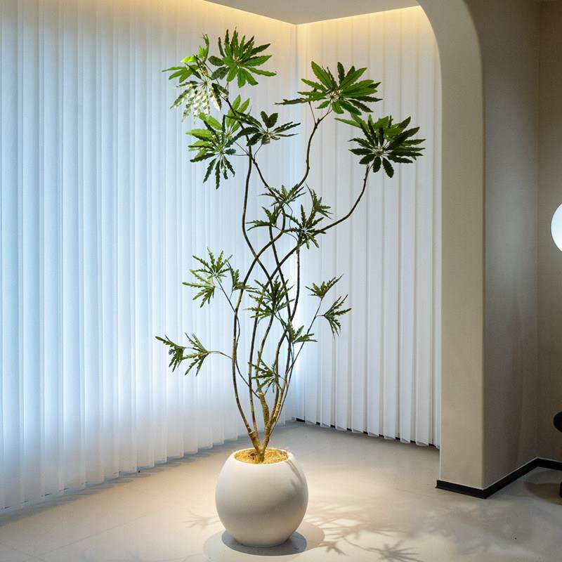 海虹景品孔雀招财树彷真绿色植物高端轻奢客厅落地假盆栽室内大型
