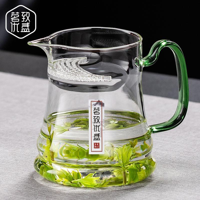高端月牙公道杯加厚耐热玻璃茶漏一体过滤泡茶壶绿茶杯分茶器茶海图片