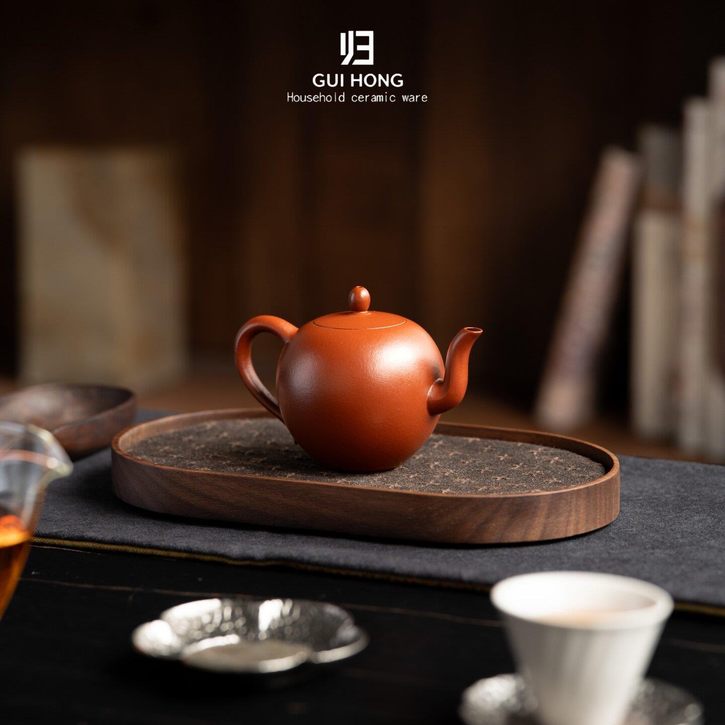 归鸿原矿朱泥美人尖壶手工紫砂壶中式功夫茶家用泡茶器具茶席配件