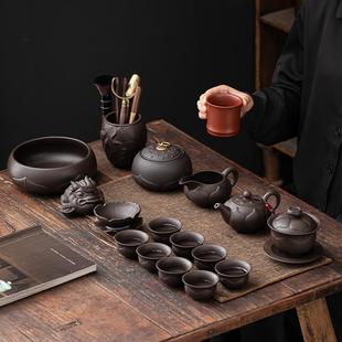 高档整套功夫茶具家用办公会客大气轻奢礼盒莲花杯壶 紫砂茶具套装