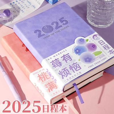 莓有烦恼日程本2025年每日工作计划本自填式时间轴记事本一日一页