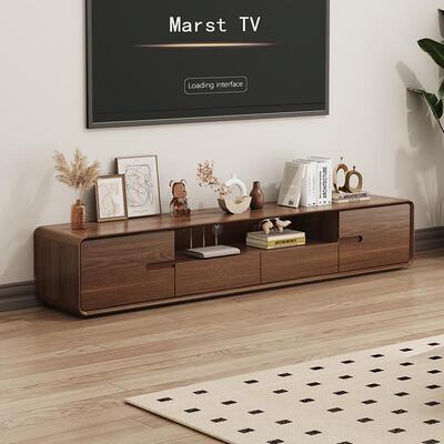 落地实木电视柜茶几组合客厅家用2025新款收纳柜胡桃色电视机柜