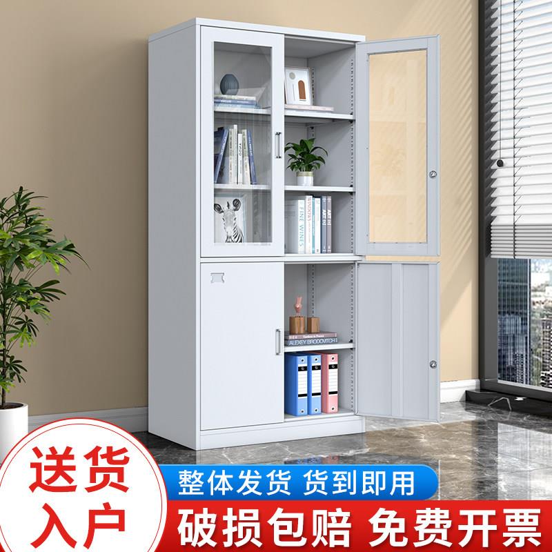 大器械文件柜铁皮柜办公室a4资料档案财务凭证储物柜带锁玻璃书柜