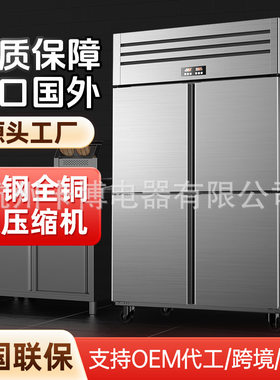 【跨境专供】一级能效全钢全铜四门商用冰箱展示冰箱冷藏冷冻冰柜