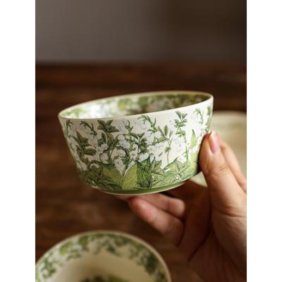 中古风铃兰花米饭碗甜品碗盘陶瓷餐具套装高颜值菜盘水果点心盘子