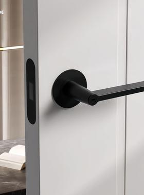 凌德极简卧室生态锁隐形门房门磁吸静音一字锁室内木门超薄门把手