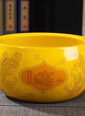 景德镇陶瓷聚宝盆摆件招财进宝生财聚财装饰开 业送礼客厅鱼缸黄