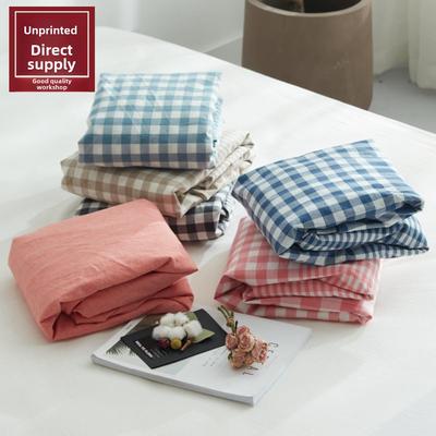 定制尺寸水洗纯棉纯色床单单张纯棉格纹床单棉质床套床垫保护床套