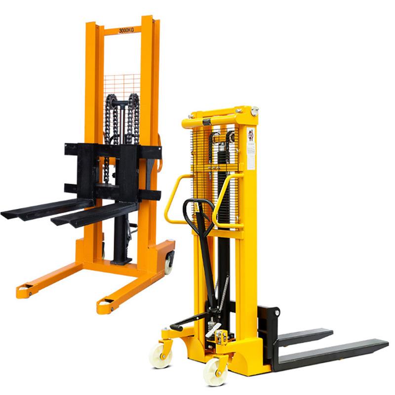 手动液压堆高车500kg手拉拖车1吨2T升降堆垛小型搬运车手动叉车