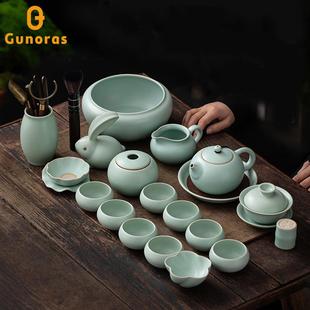 汝窑冰裂家用客厅陶瓷泡茶壶开片轻奢茶杯高端礼品 功夫茶具套装