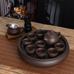 家用客厅小套简约潮汕陶瓷茶盘茶壶茶杯泡茶套装 紫砂功夫茶具套装