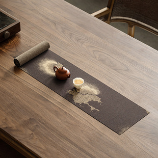 新中式云中楼阁国风茶席桌布百搭中式茶道零配件喝茶隔热垫桌旗