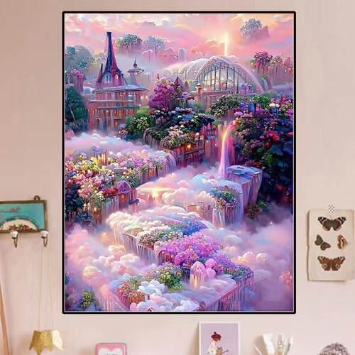 5d新款钻石画梦幻风景2024满钻客厅卧室仙境城堡手工点贴钻十字绣