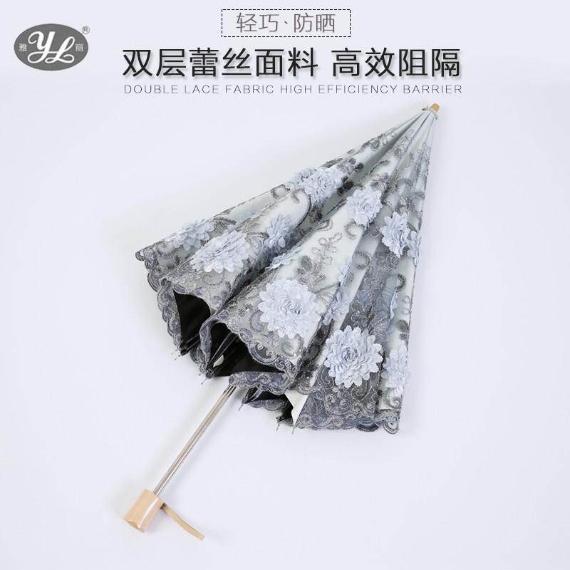 遮阳伞防晒抗UV超轻小女神晴雨两用韩版时尚蕾丝黑胶公主洋伞