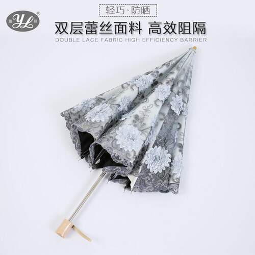 遮阳伞防晒抗UV超轻小女神晴雨两用韩版时尚蕾丝黑胶公主洋伞