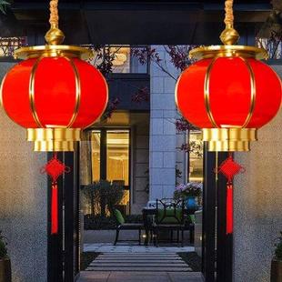 春节大门2024全铜 太阳能灯笼大门口户外庭院大红灯笼家用2023新款
