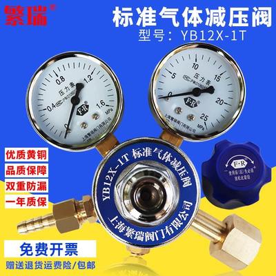 上海繁瑞T标准气体减压器YB12X-1.6混合气减压阀小钢瓶压力表恒压