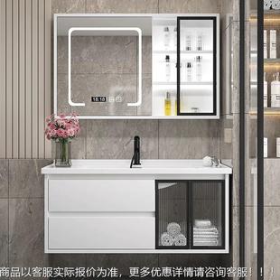 现代简约智能浴室柜组合实木卫生间陶瓷一体盆洗手洗脸洗漱台套装