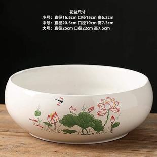 盆铜钱大号莲一叶盆水仙花花盆睡莲无孔水培陶瓷专用碗莲草金钱草