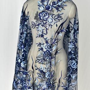 多色立体钉珠刺绣蕾丝面料布料婚纱礼服童装 饰辅料 diy材料服装 装