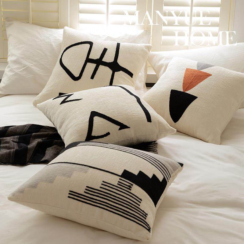 蔓越家 北欧ins轻奢毛绒抱枕客厅沙发刺绣抱枕套样板间靠垫靠枕,居家布艺,靠垫/抱枕,淘宝优惠券,粉丝福利购,淘宝优惠卷