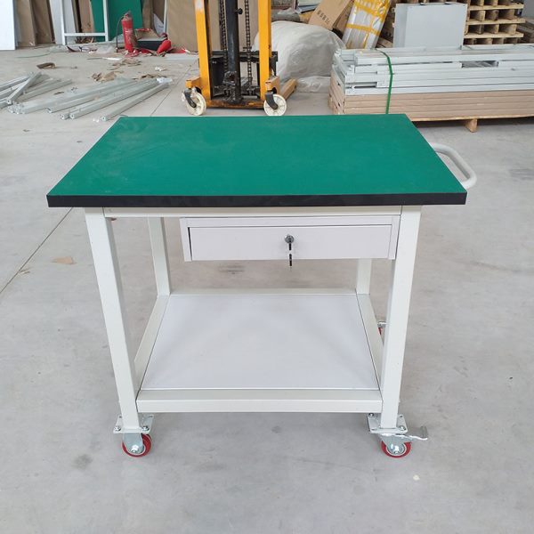 双层防静电手推车物料周转车流水线车间可移动工作台操作台工具车