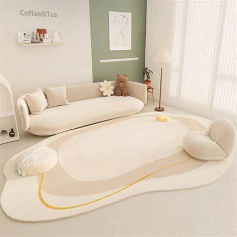 奶油风客厅地毯异形不规则卧室床边毯家用绿色轻奢高级沙发茶几毯,居家布艺,地毯,淘宝优惠券,粉丝福利购,淘宝优惠卷