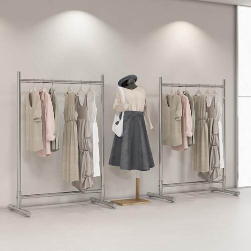 不锈钢拉丝挂式衣架展示架服装店挂衣杆简约女装店货架陈列挂衣架