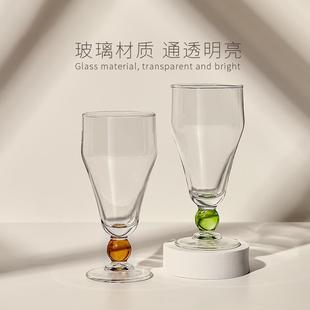 家用玻璃杯森系女水杯奶茶杯冷饮果汁杯高脚泡茶杯高颜值喝水杯子