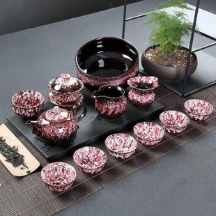 精品建盏窑变钧窑功夫茶具天目釉兔毫陶瓷侧把茶壶主人杯家用套装
