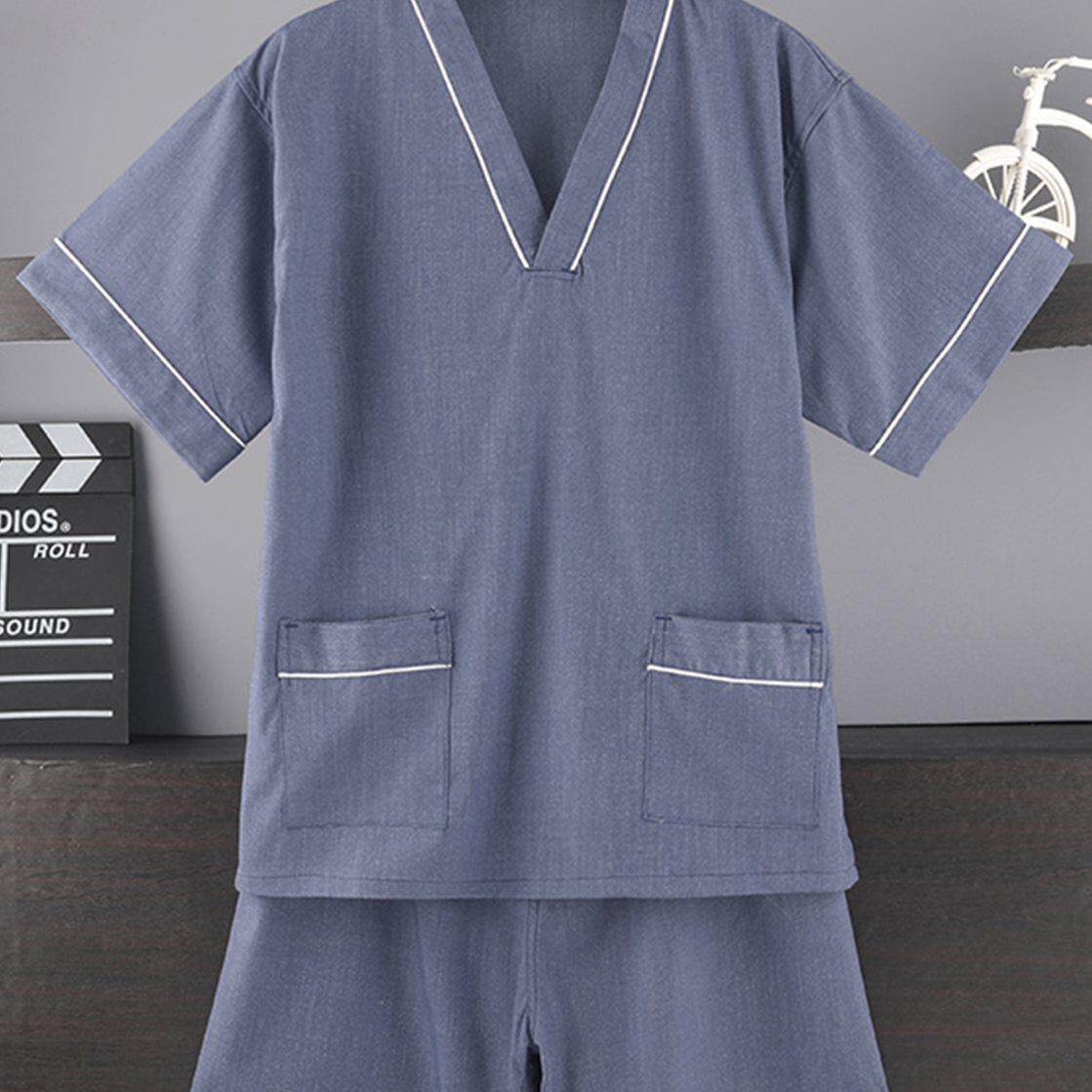 2021新款汗蒸服男士苎麻高档桑拿服高端洗浴中心裕服加大码200斤