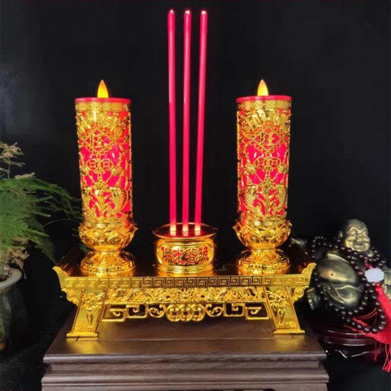 新款仿真led电子蜡烛灯香炉一体家用供佛灯摇摆火焰财神结婚婚礼